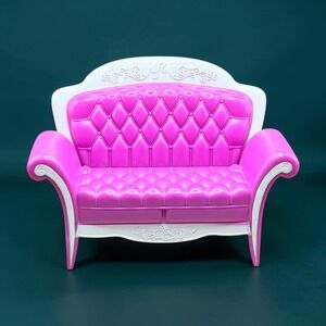 Mattel Barbie Purple Glam Sofa Dollhouse Furniture Tufted Couch White Trim 2008